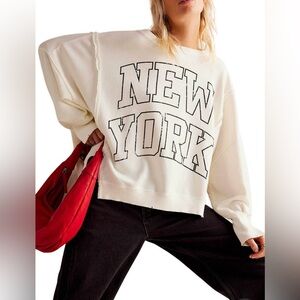 NWOT Free People Graphic New York Camden Pullover